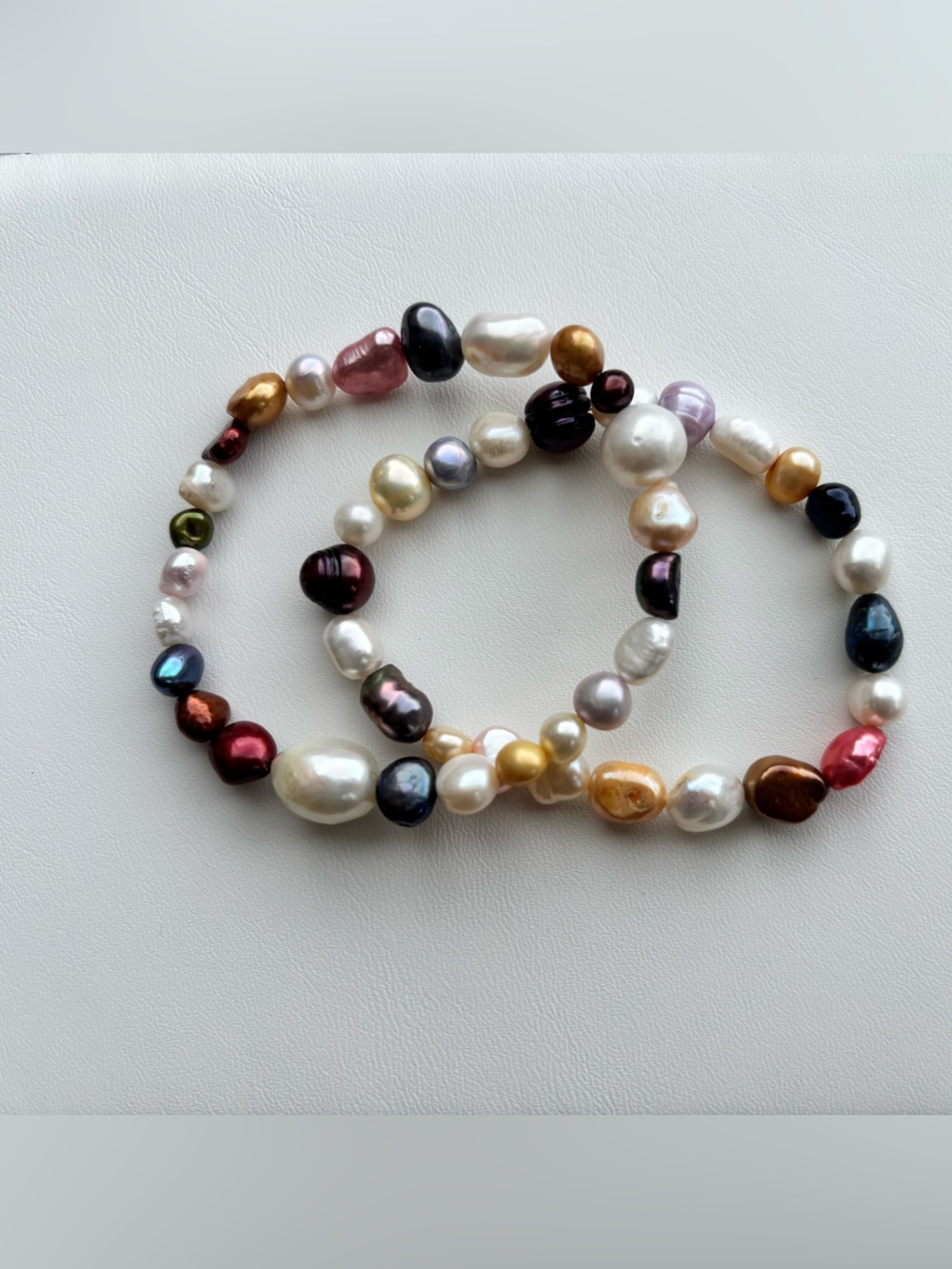 NWT MULTI-Color Cultured Freshwater Pearl Stretch stack Bracelet Set | Set of 2 - Picture 4 of 12